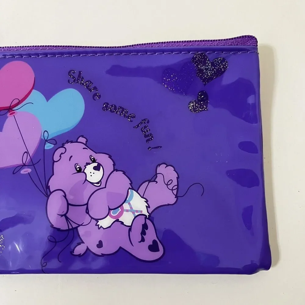 VTG Care Bears Starpoint 2004 Purple Share Bear Wristlet Wallet Coin Purse Pouch